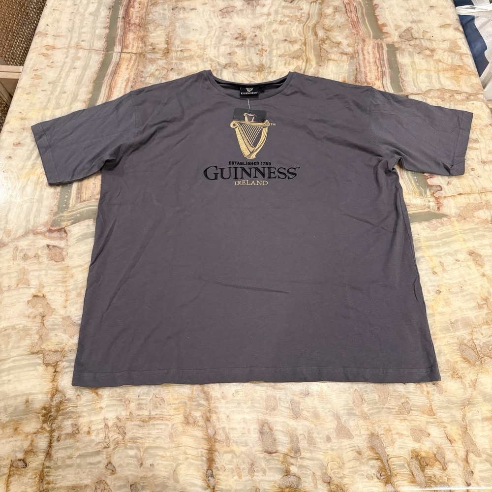 Guinness Ireland Harp Logo Graphic T Shirt Charcoal Gray Men's XXL